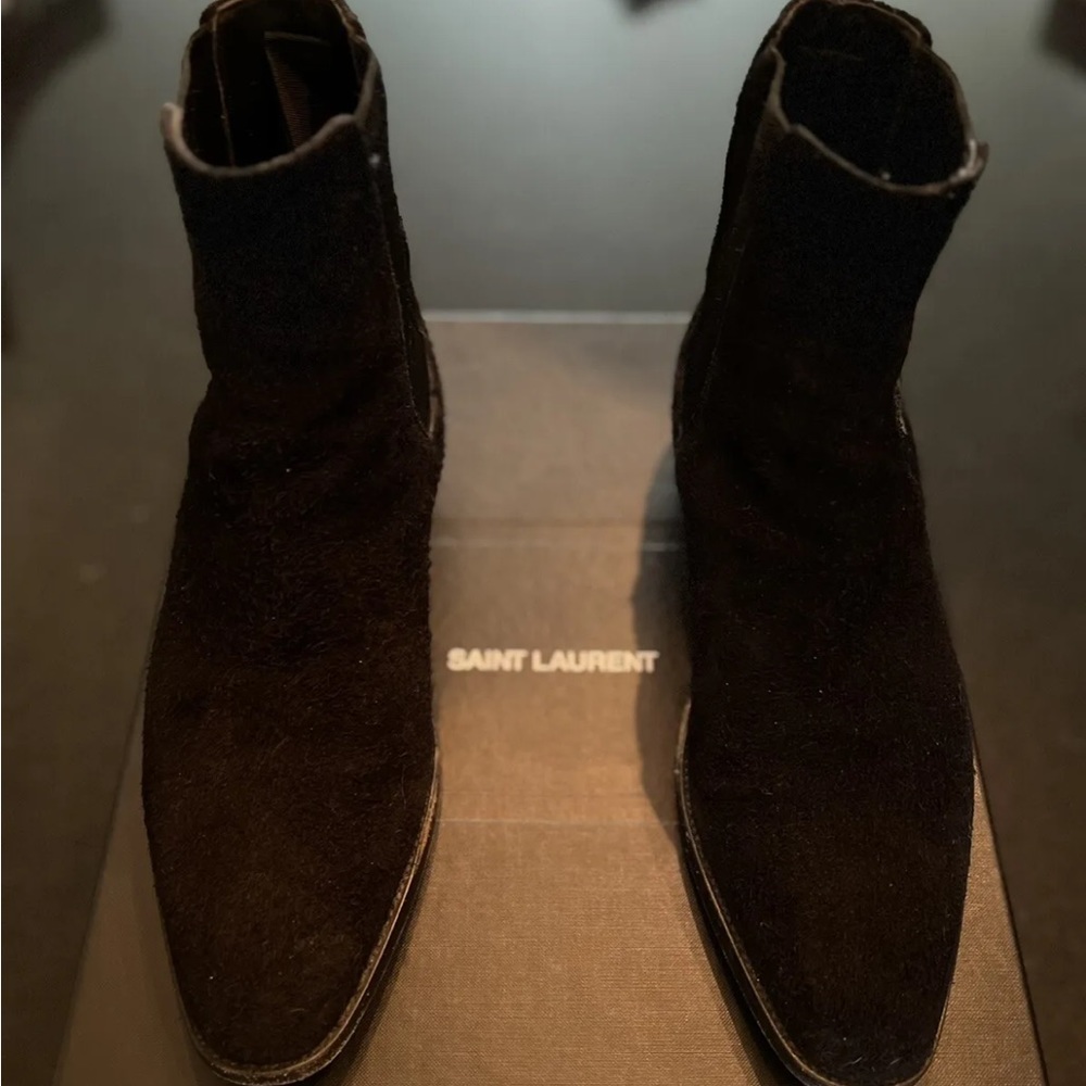 Saint Laurent Paris Wyatt Black Suede Size 41.5/8.5M - Picture 3 of 16